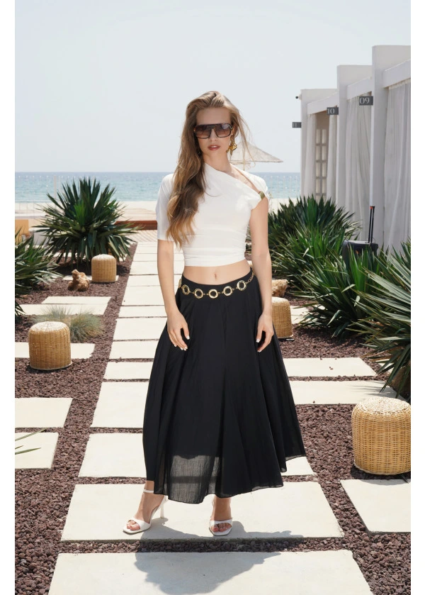 Dikiş Detay Maxi Etek