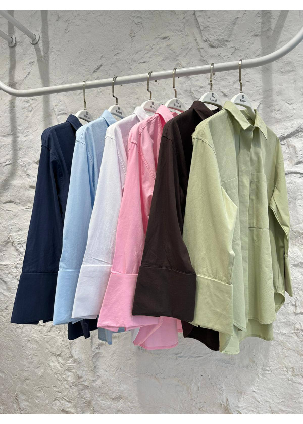 Kolu katlamalı poplin oversize gömlek