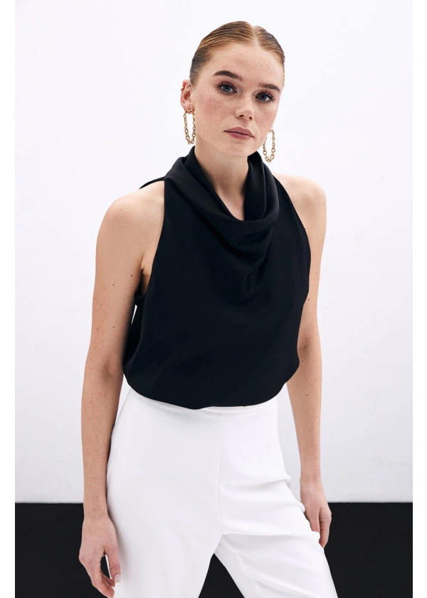 Degaje Yaka Saten Bluz