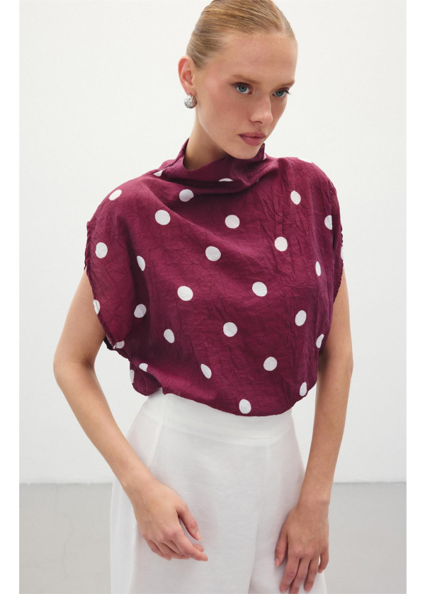 Puantiye Desenli Bluz