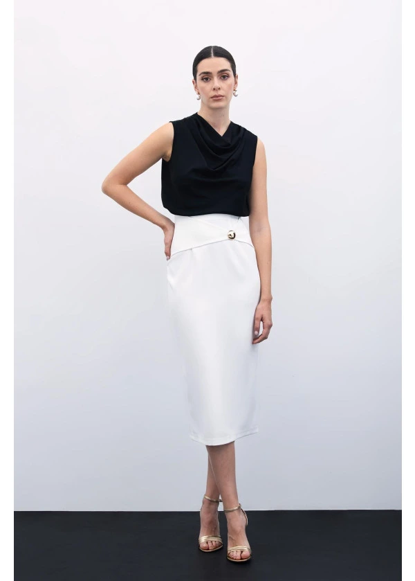 Toka Detaylı Kalem Etek