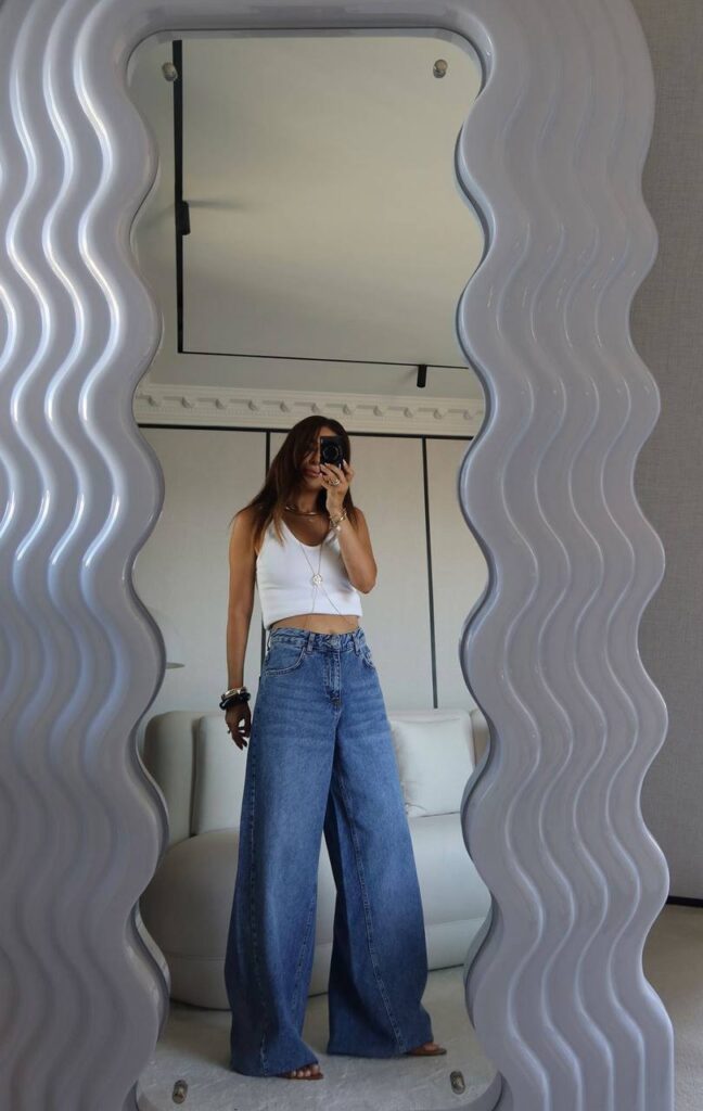 Wide leg asimetrik jean