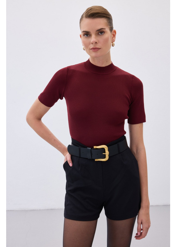 Yarım Kol Balıkçı Triko – Bordo, Bordo